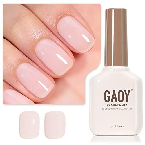 GAOY Sheer Light Pink Gel Nail Polish, 16ml Jelly Milky White Peach Translucent Color 1352 UV Light Cure Gel Polish for Nail
