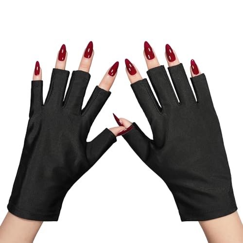 GAOY Anti UV Gloves for Gel Nail Lamp, Professional Fingerless UPF50+ UV Light Protection Gloves for Home DIY & Salon Use