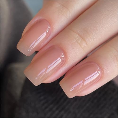 GAOY Nude Jelly Gel Nail Polish, 16ml Sheer Translucent Netural Soak Off Gel Polish, UV Light Cure for Nail Art DIY at Home