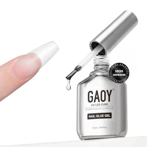 GAOY Gel Nail Glue, 16ml Nail Glue and Base Coat, Long Lasting for Acrylic Tips, UV Light Cure