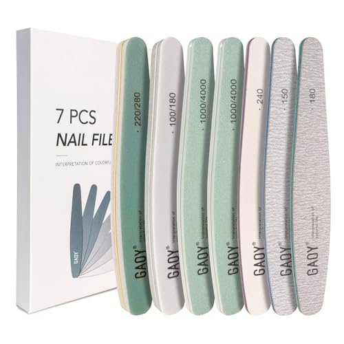 GAOY Nail Files and Buffers, 7 Pcs Nail File Set with Shiner, Emery Boards for Natural Nails Manicure Art Tools and Pedicure