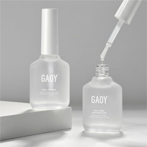 GAOY Nail Dehydrator and Primer, 2 Pcs Acid-Free Natural Nail Prep Dehydrate and Bond Primer Set, for Gel Nail Polish